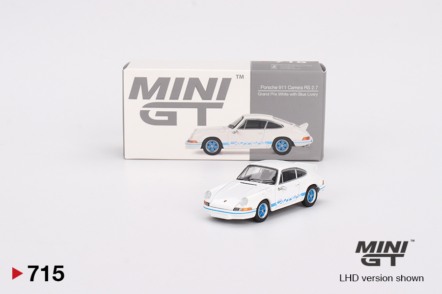 Porsche 911 Carrera RS 2.7 Grand Prix White with Blue Livery 1:64  