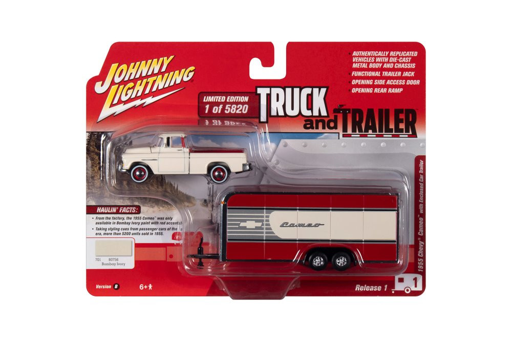 1955 Chevy Cameo w/Enclosed Car Trailer 1:64 
