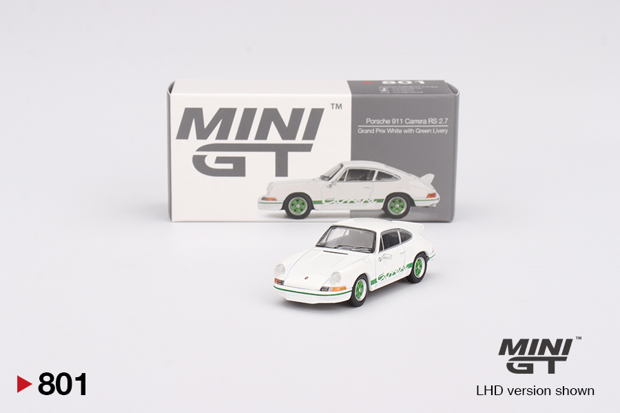 Porsche 911 Carrera RS 2.7 Grand Prix White with Green Livery 1:64  