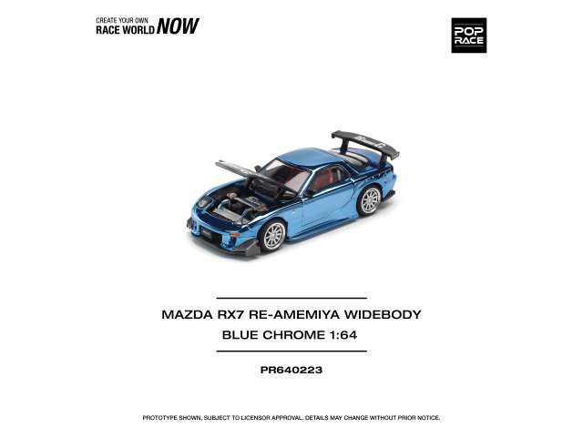 Mazda RX7 Re-Amemiya Widebody, blue chrome 1:64