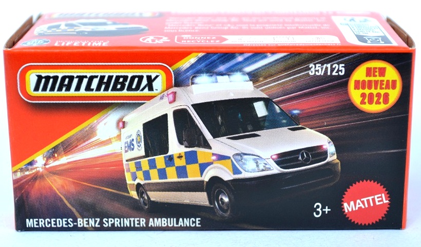 Matchbox Power Grab Mercedes-Benz Sprinter Ambulance