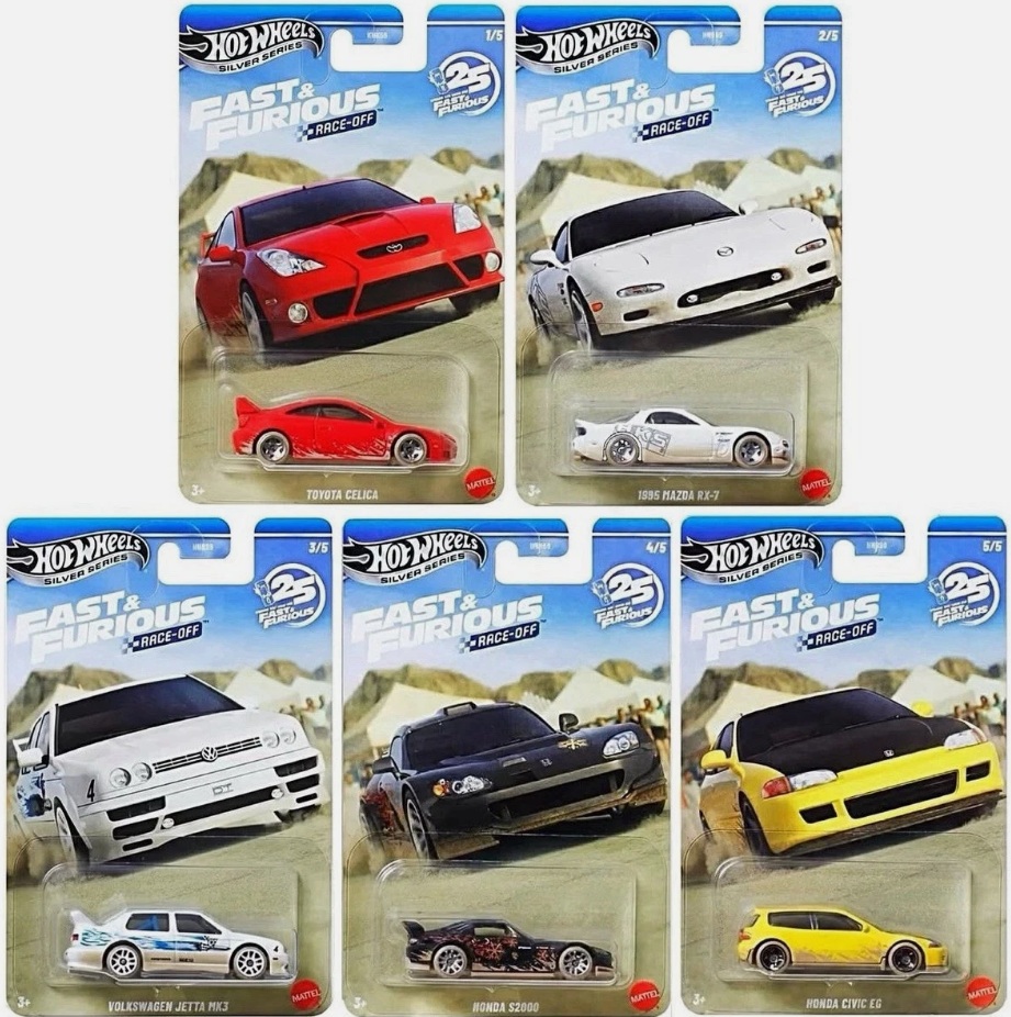 Hot Wheels Fast & Furious Race OFF - kompletný set 5 kusov